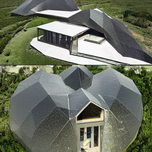 Image similar to a house built entirely from huge diamonds