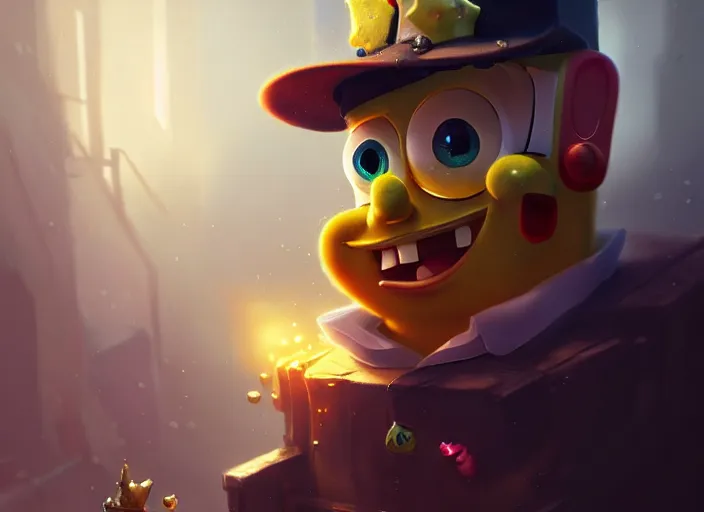 Image similar to amazing portrait of gangster spongebob with thug patrick the star, deiv calviz, splash art, natural light, elegant, intricate, fantasy, atmospheric lighting, by greg rutkowski, league of legends splash art, hd wallpaper, ultra high details