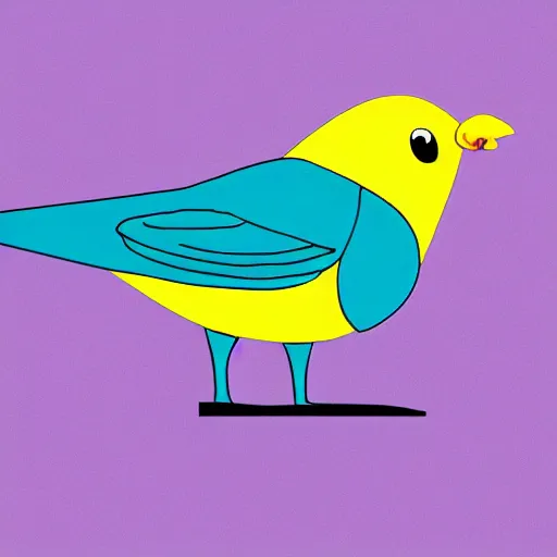 Prompt: yellow bird character with dot eyes, from adventure time,