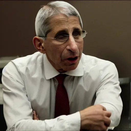 Prompt: Anthony Fauci in the human centipede movie, movie still,