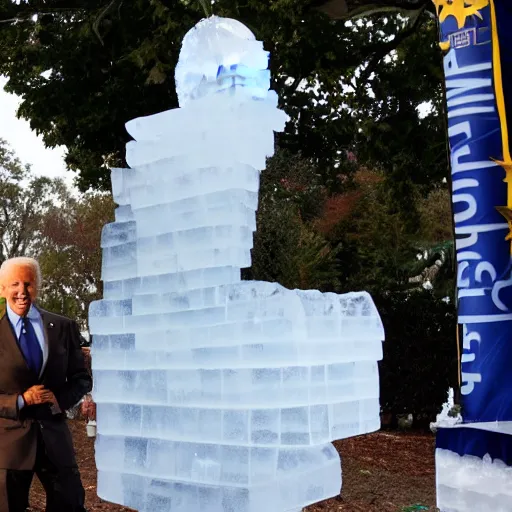 Prompt: joe biden ice sculpture