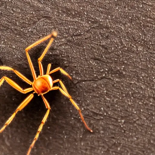 Image similar to a close up shot of a spider attacking a ant on a wooden table, microshot.