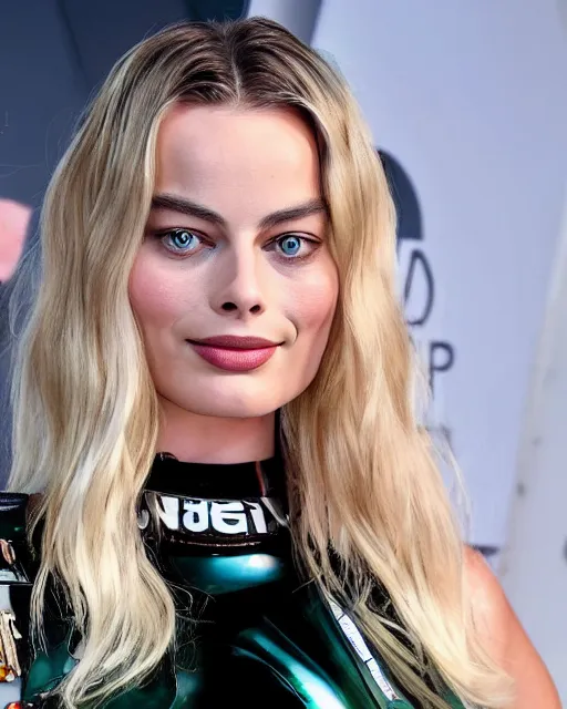 Image similar to margot robbie as the borg queen