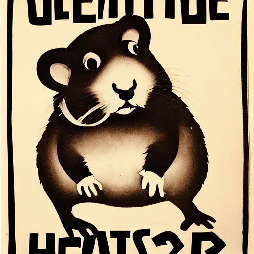 Prompt: cute Hampster on a nazi propaganda poster