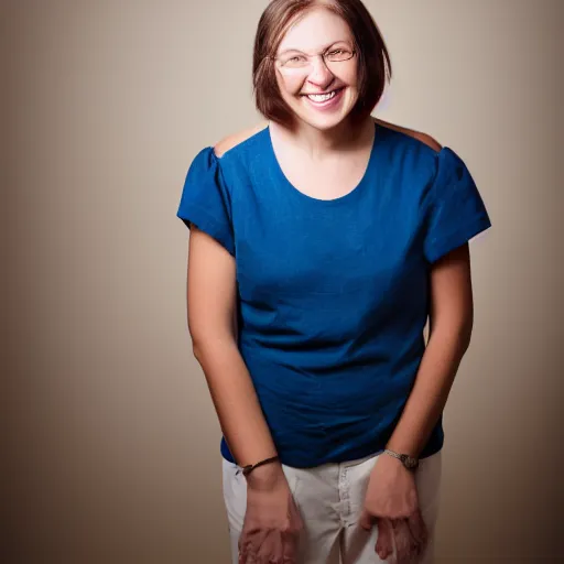 Prompt: beautiful studio portrait photograph of a happy person