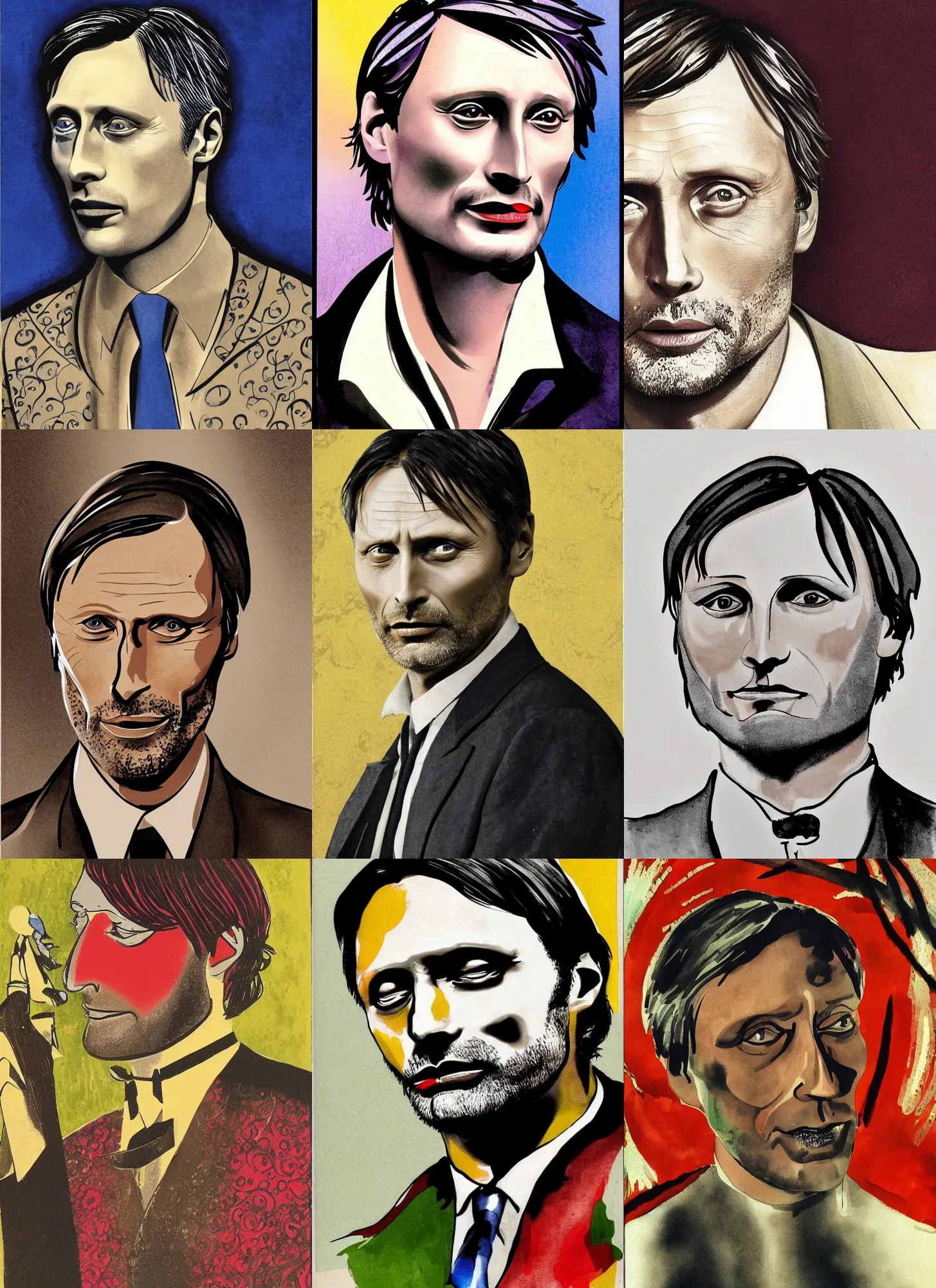 Prompt: Mads Mikkelsen by Georges Lepape highly detailed, HD, 4K