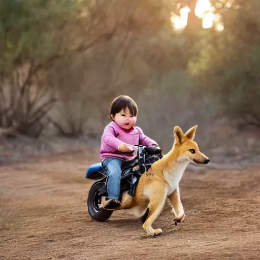 Image similar to baby riding on a dingo