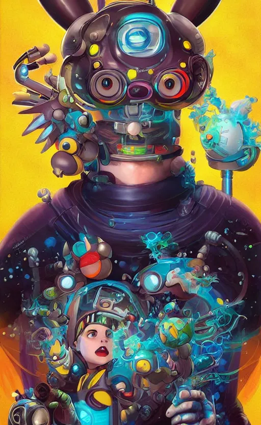 Image similar to lofi BioPunk Pokemon Pikachu portrait Pixar style by Tristan Eaton_Stanley Artgerm and Tom Bagshaw,