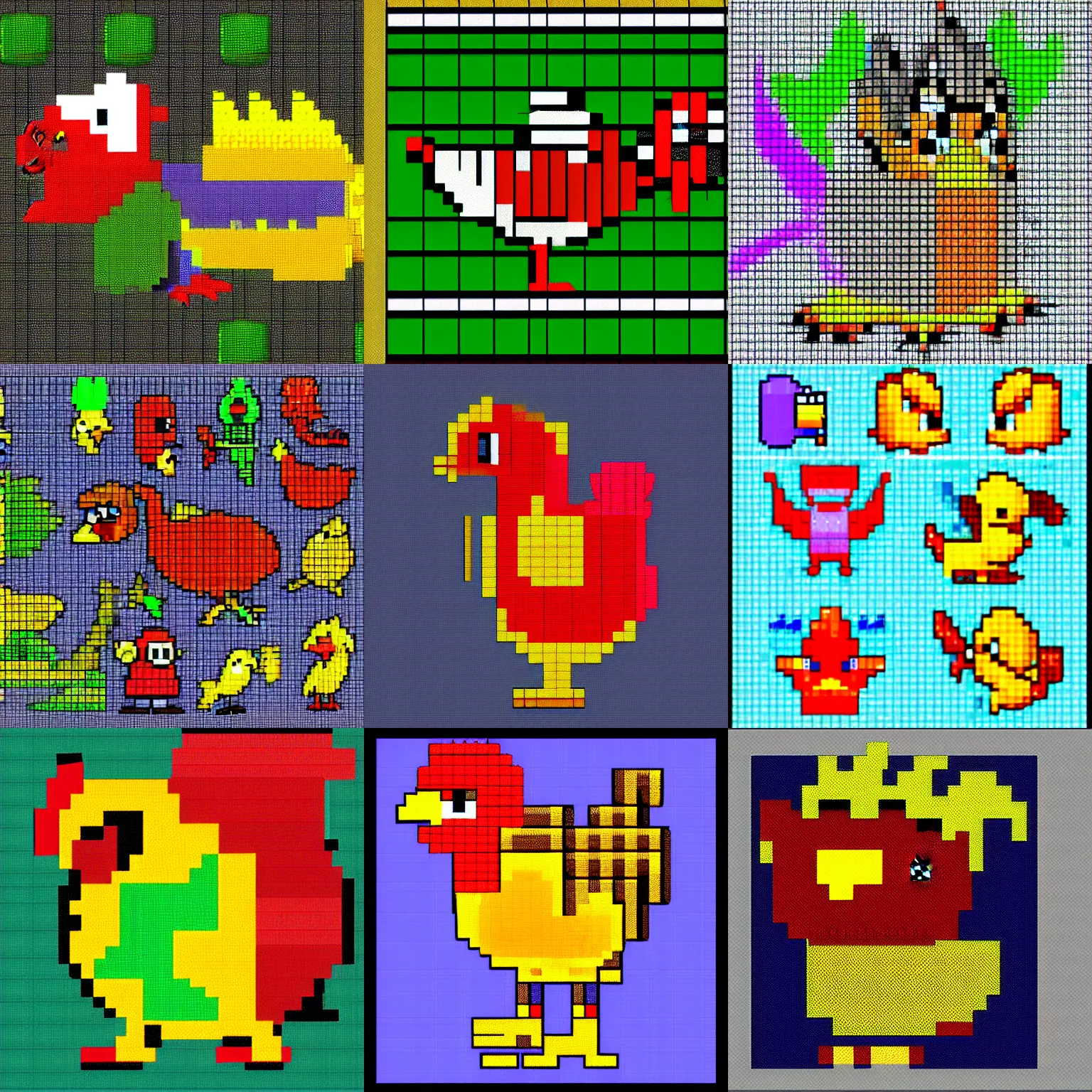 Prompt: pixel art of a chicken, Sprite, pixel art, SNES, NES