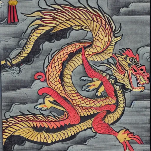 Prompt: oriental eastern dragon in a traditional chinese art style, detailed