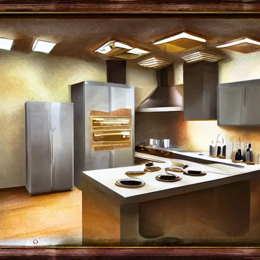 Image similar to A kitchen from an ant's perspective, photorealistic