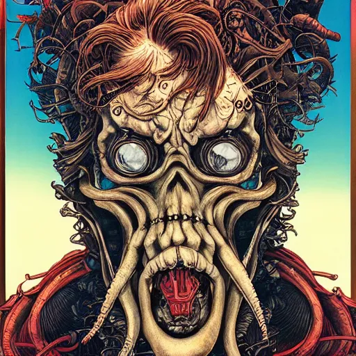 Image similar to portrait of crazy davy jones, symmetrical, by yoichi hatakenaka, masamune shirow, josan gonzales and dan mumford, ayami kojima, takato yamamoto, barclay shaw, karol bak, yukito kishiro