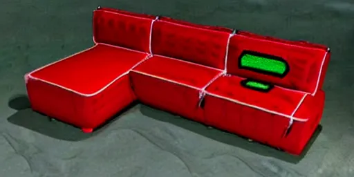 Prompt: Super Mario-themed red couch