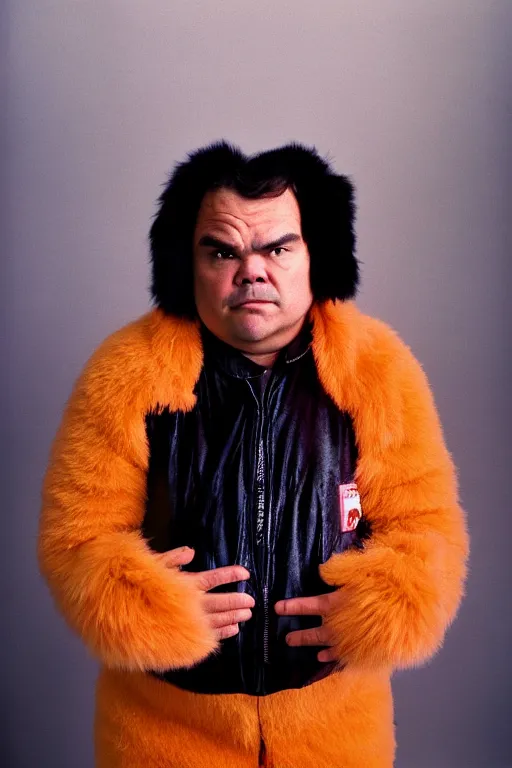 Image similar to 1 8 mm f 1 6 wide shot full body portrait photography of a worried man wearing pink and yellow fur mittens who looks like a mix of lou diamond phillips and jack black wearing a retro alien invasion movie costume from the 1 9 6 0 s, photo by gregory crewdson
