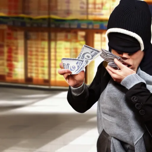 Image similar to a thief stealing money, stock photo
