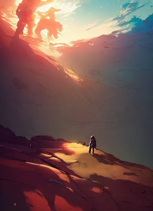 Image similar to overwhelmed with floating thoughts behance hd artstation by jesper ejsing, by rhads, makoto shinkai and lois van baarle, ilya kuvshinov, ossdraws, that looks like it is from borderlands and by feng zhu and loish and laurie greasley, victo ngai, andreas rocha