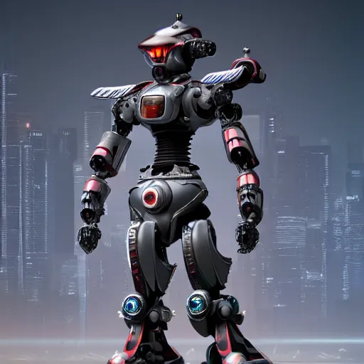 Prompt: futuristic samurai robot in cyberpunk style, photorealistic, 8k, detailed