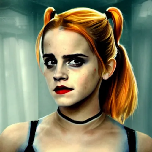 Prompt: Emma Watson as Harley Quinn