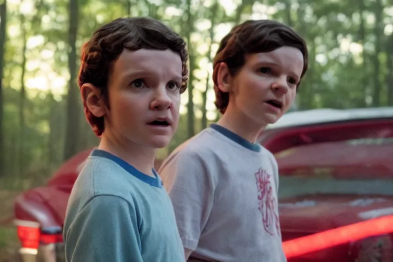 Image similar to film still of Henry Thomas (Elliot from ET) as Mikey in stranger things, 4k