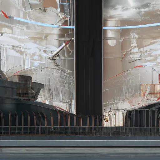 Image similar to sci-fi wall structure on the coronation of napoleon painting and digital billboard in the middle, unreal engine 5, keyshot, octane, artstation trending, ultra high detail, ultra realistic, cinematic, 8k, 16k, in style of zaha hadid, in plastic, dark, tilt shift,