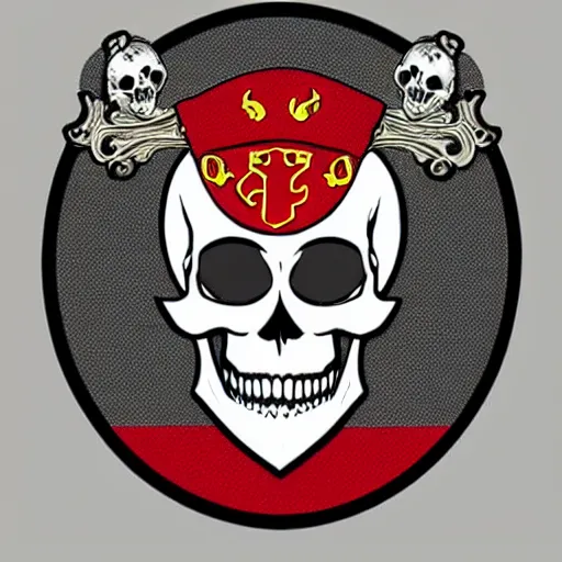 Image similar to skull chevrier, sandra 0 - 8 - 0 in the middle emblem