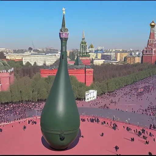 Image similar to big detailed bomb falling on Red Square in Moscow, high quality, 4k