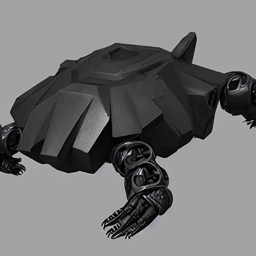 Image similar to hard surface, robotic platform, based on realistic low poly convex shape, 6 claws, symmetric, unreal engine