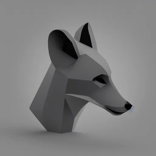 Image similar to an abstract, simplified icon depicting a fox's head, white background, elegant, award-winning, clever, render, blender, 3d, high quality, app, ios