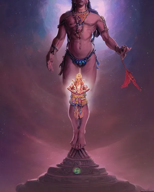 Prompt: full body portrait of Lord Shiva in Outer Space by Stanley Artgerm Lau, WLOP, Rossdraws, frank frazetta, Andrei Riabovitchev, Marc Simonetti, tranding on artstation