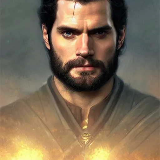 Image similar to henry cavill as a realistic fantasy d & d king, closeup portrait art by donato giancola and greg rutkowski, realistic face, digital art, trending on artstation