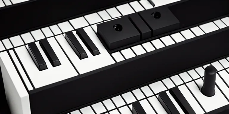 Prompt: dezeen showroom , minimalissimo, archdaily, ignant, teenage engineering moad, mother of all decks, product design concept, top down view of product shot of moog melotron synthesizer made by jony ives , dieter rams, 8k, high detailed photo