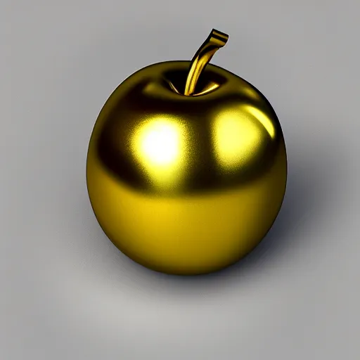 Prompt: single golden apple on a roman pillar made of marble, 4 k, studio lighting