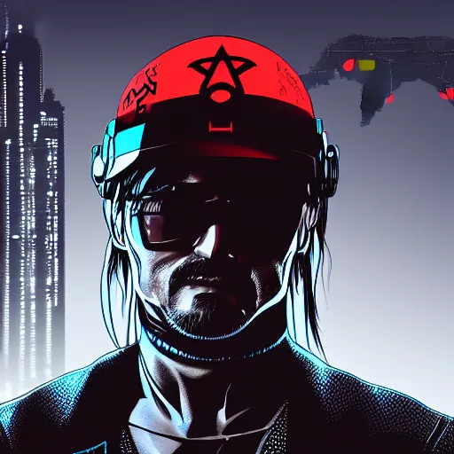 cyberpunk hideo kojima as the leader of a futuristic, Stable Diffusion