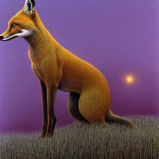 Image similar to zdzisław beksiński x Fox