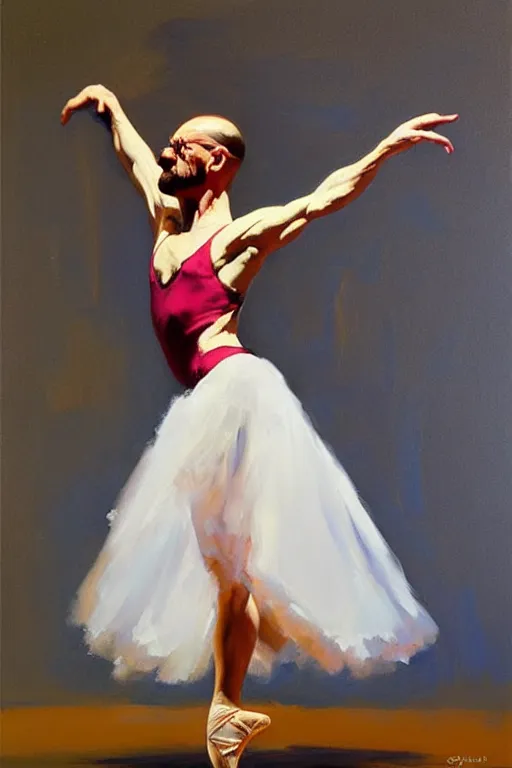 Image similar to beautiful oil painting of walter white as a ballerina by by greg manchess