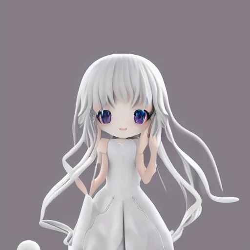 Prompt: cute fumo plush of galatea, greek myth, chibi, white dress, vray, soft shadow, symmetry