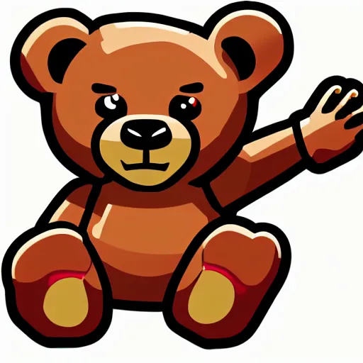 Image similar to in the style of max prentis and deathburger and laurie greasley a vector e-sports sticker logo of a teddy bear, highly detailed, colourful, 8k wallpaper