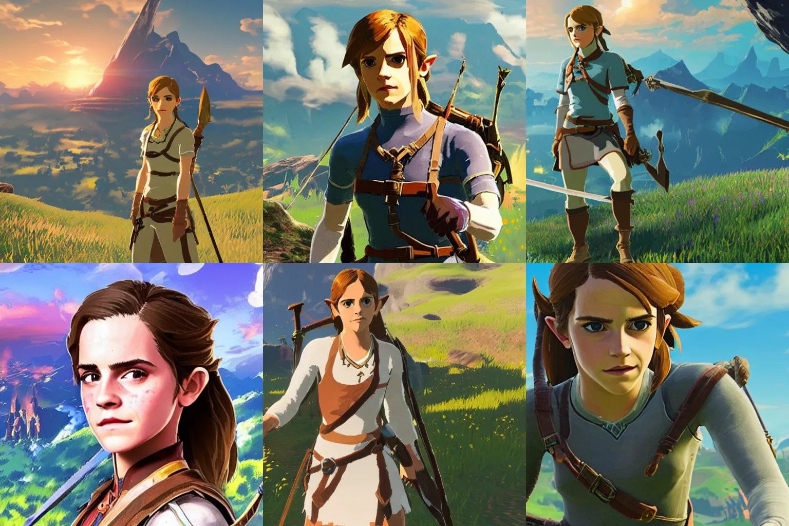 Prompt: emma watson in zelda breath of the wild