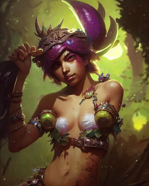 Prompt: neeko from league of legends, character portrait, concept art, intricate details, highly detailed by greg rutkowski, gaston bussiere, craig mullins, simon bisley