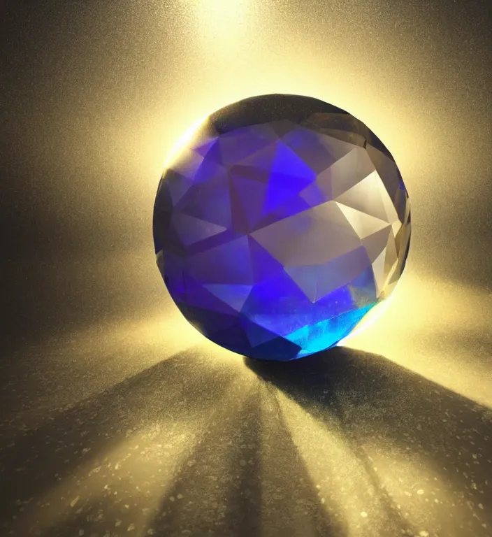 Prompt: a magical fantasy illustration of a faceted crystal ball in water + prism + god rays + dramatic lightning + backlit + specular highlights + ambient occlusion + global illumination + bump map + reflective + caustics + refractive + unreal engine 5 + DOF + sharp focus