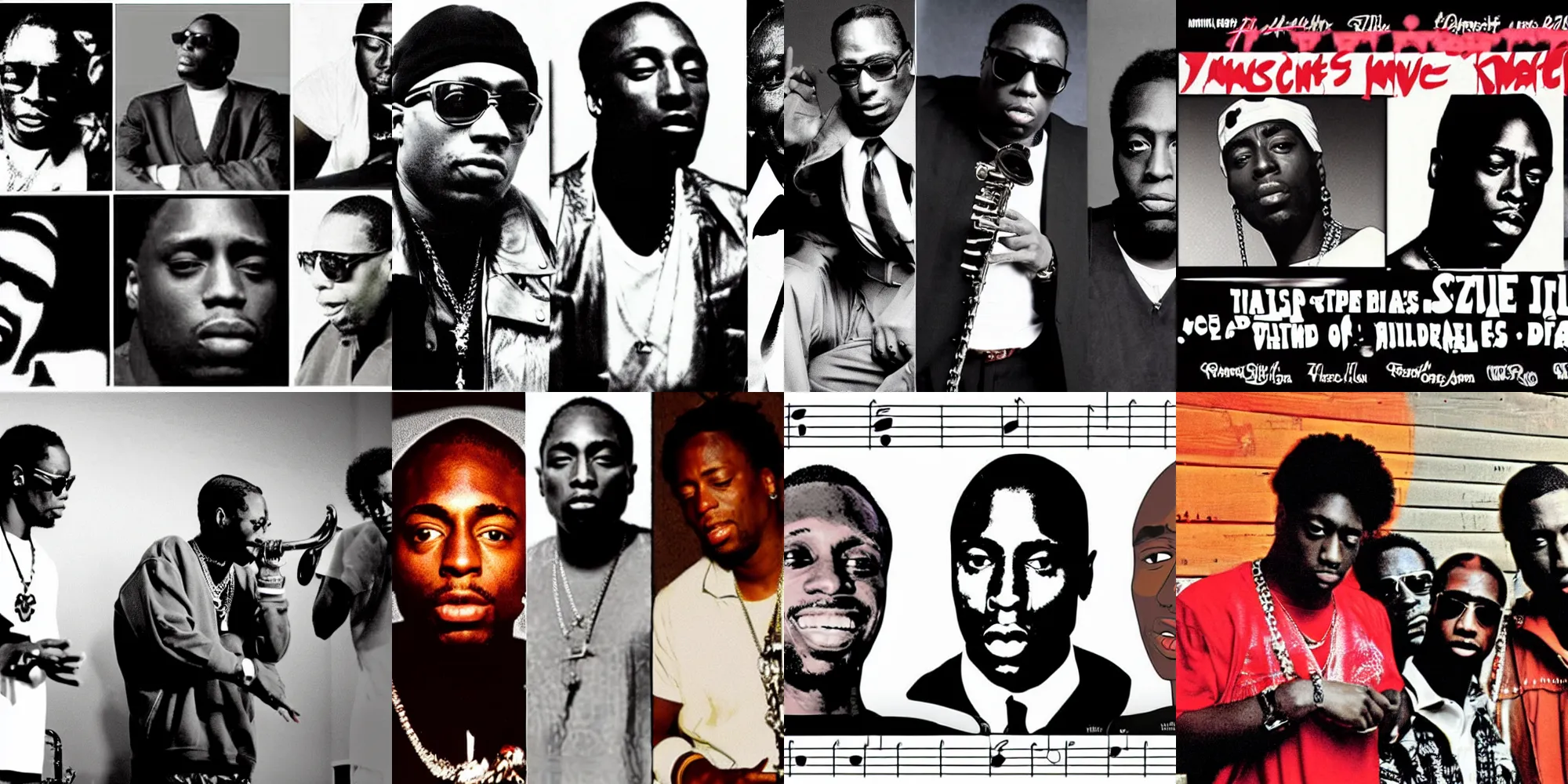 Prompt: tupac biggie small miles davis coltrane