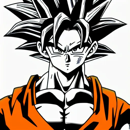 Image similar to Goku Portrait, ultra wide angle, B/W Manga, beautiful scene, Poster Design, Very Epic, highly detailed, Trend on artstation, Digital 2D