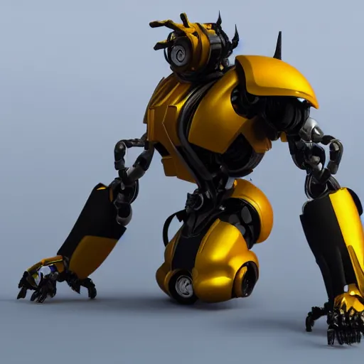 Image similar to hard surface, robotic platform, based on bumblebee, 6 claws, unreal engine