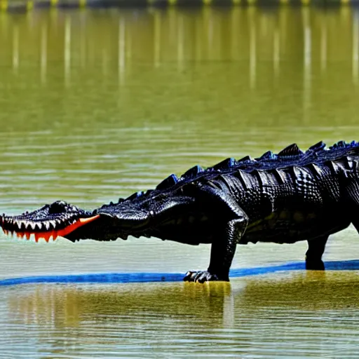 Image similar to Photomorph that fuses a crocodile with a crow