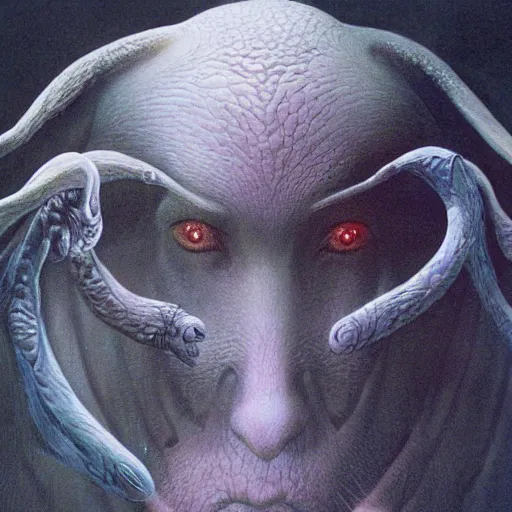 Image similar to portrait of a woman and her giant monster pet, by wayne barlowe