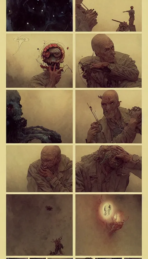 Image similar to the most powerful and interesting 6 panel comic by chiara bautista, beksinski and norman rockwell and greg rutkowski weta studio and tom bagshaw and james gurney and lucasfilm