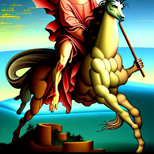 Image similar to Jesus riding a dragon, renaissance painting, fantasy art, digital art