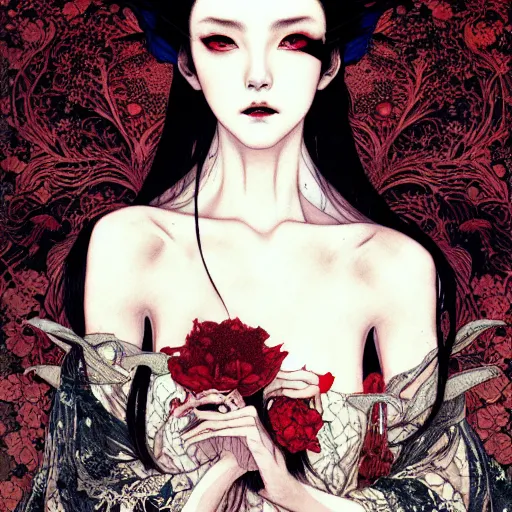 Image similar to portrait painted in zhang jingna style drawn by vania zouravliov and takato yamamoto, inspired by dark fairytales, intricate acrylic gouache painting, high detail, sharp high detail, artstation