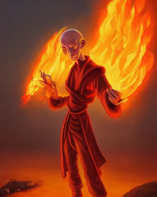 Prompt: [ squidward ] wearing fire nation clothing and practicing firebending outside at susnset, oil painting, highly [ detailed ], intricate, hd, sharp focus, photorealistic, by moebius and greg rutkowski, trending on artstation, trending on cgsociety, realistic shading and lighting