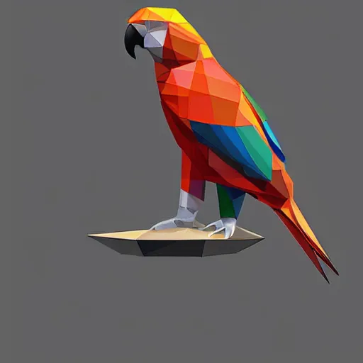 Prompt: a geometric, low poly parrot by mark li, digital art